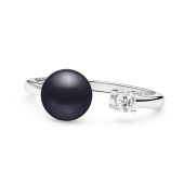 Inel cu perla naturala neagra din argint si cristal DiAmanti SK21479R_B-G